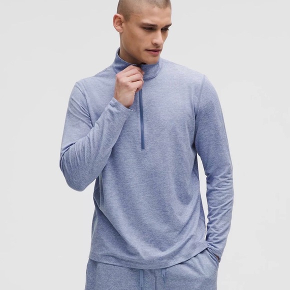 adidas Heathered Light Blue Quarter-Zip Pullover